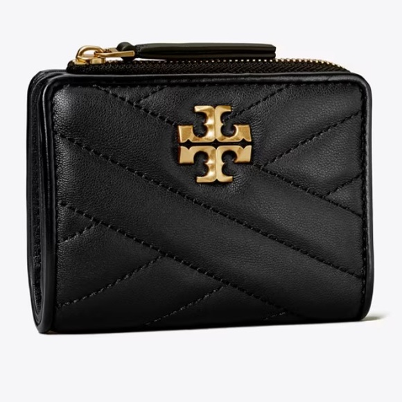 TORY BURCH KIRA CHEVRON BI-FOLD BLACK WALLET
